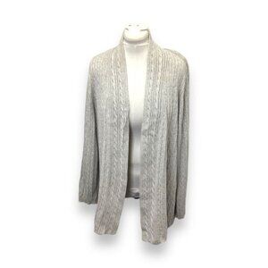 Kim Rogers Curvy Women’s Open Front Cable Knit Cotton Cardigan, Gray, size 2X